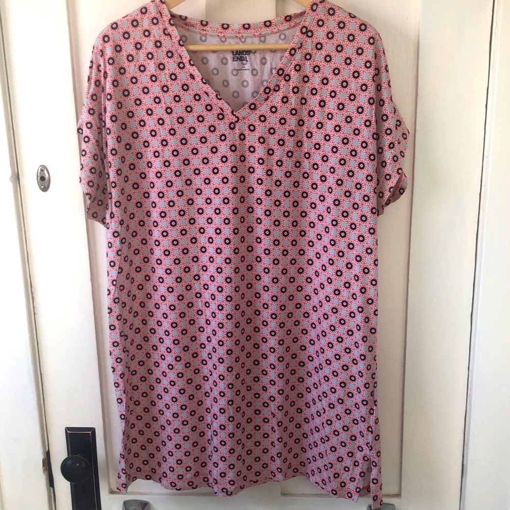 Lands' End sz L Pink/Black tunic T